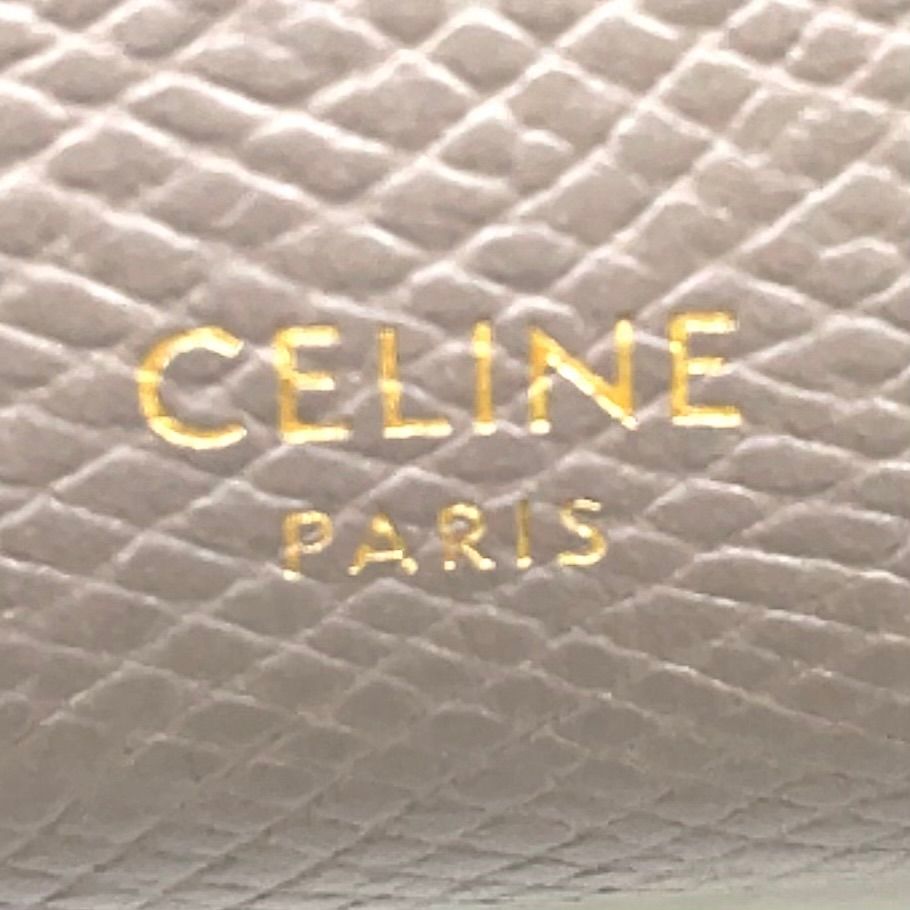 Celine Strap Wallet Leather Gray Bifold Gold — view 4