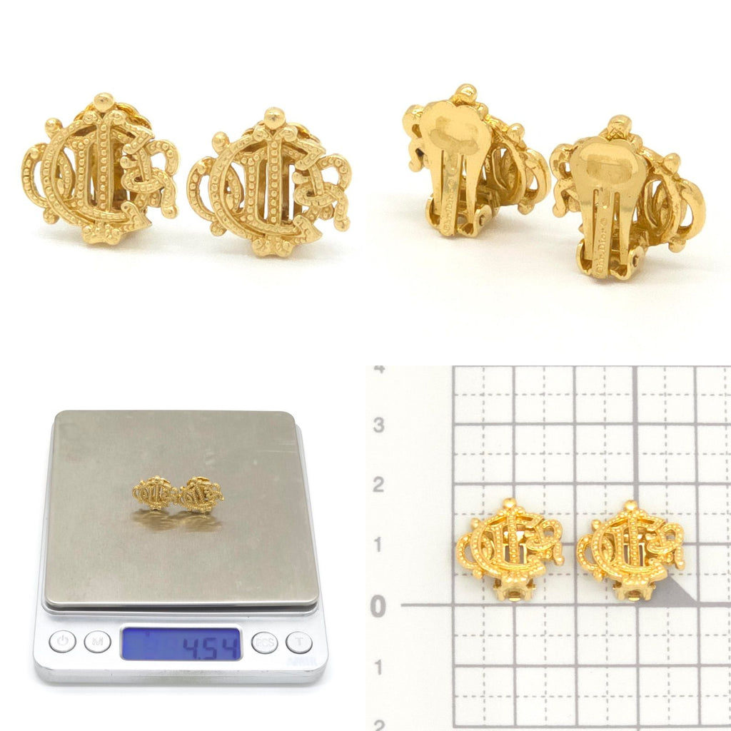 Dior Emblem Earrings Logo Clip on Gold — view 5