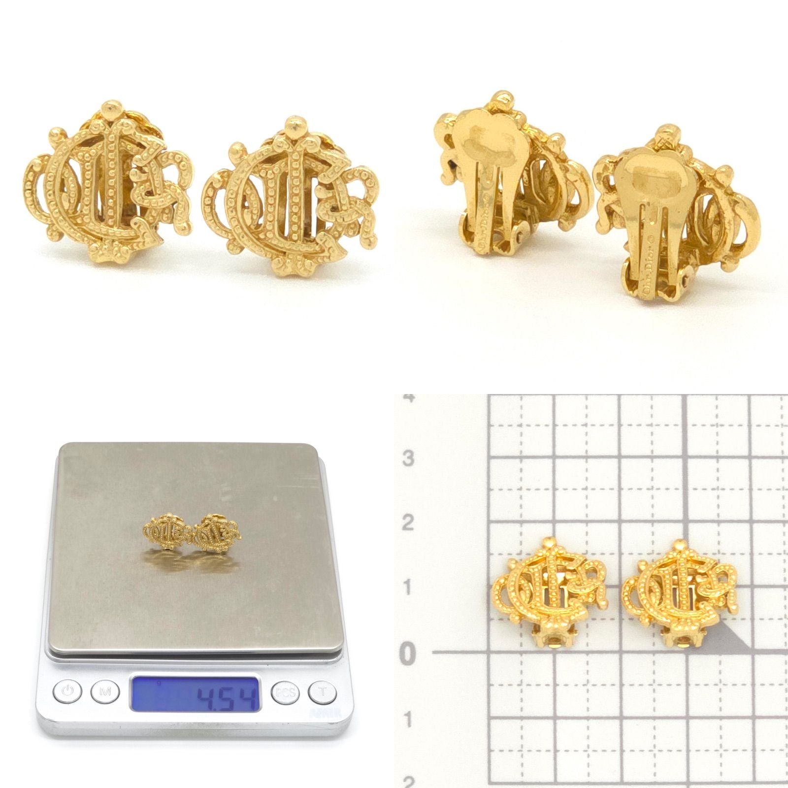 Dior Emblem Earrings Logo Clip on Gold — view 5