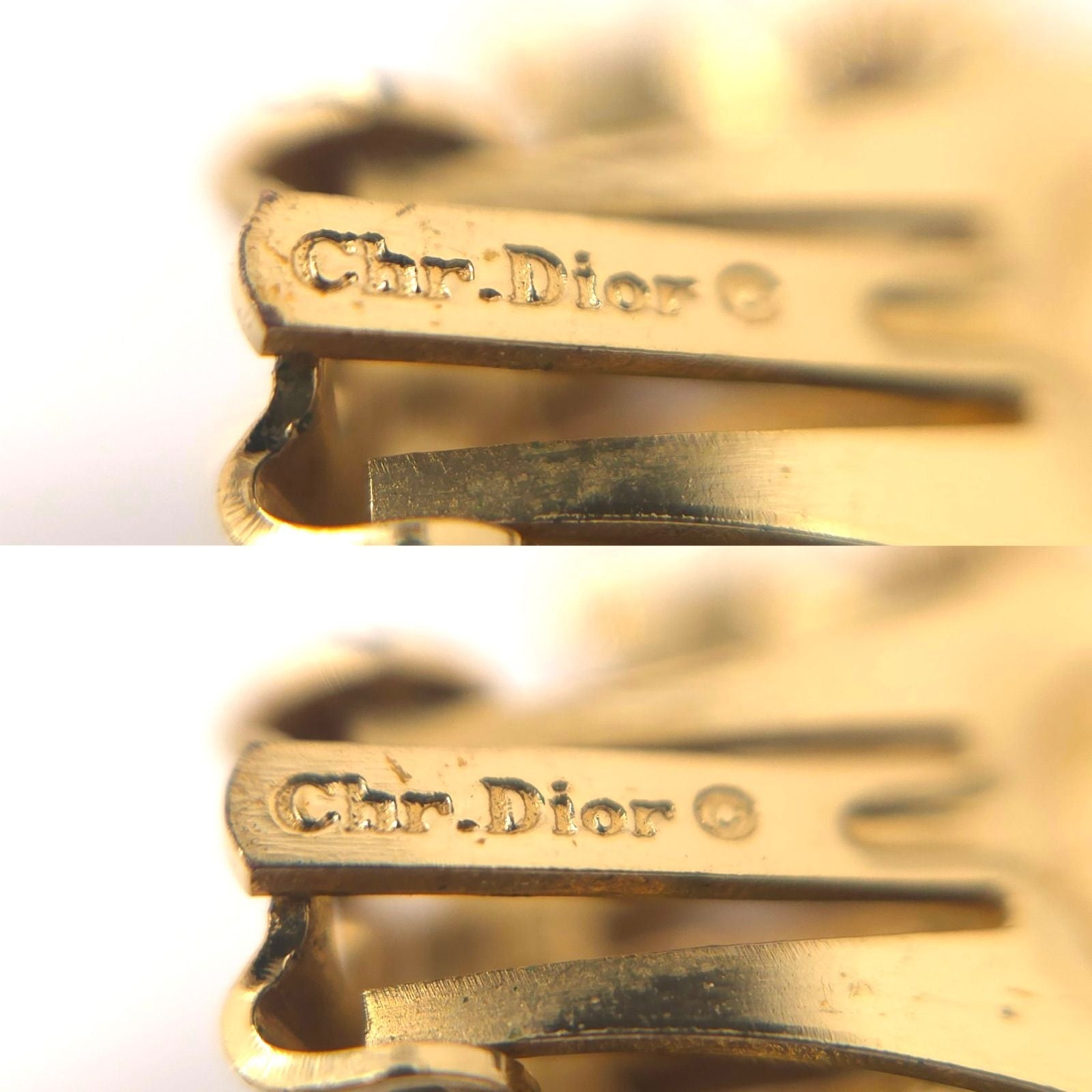Dior Emblem Earrings Logo Clip on Gold — view 4