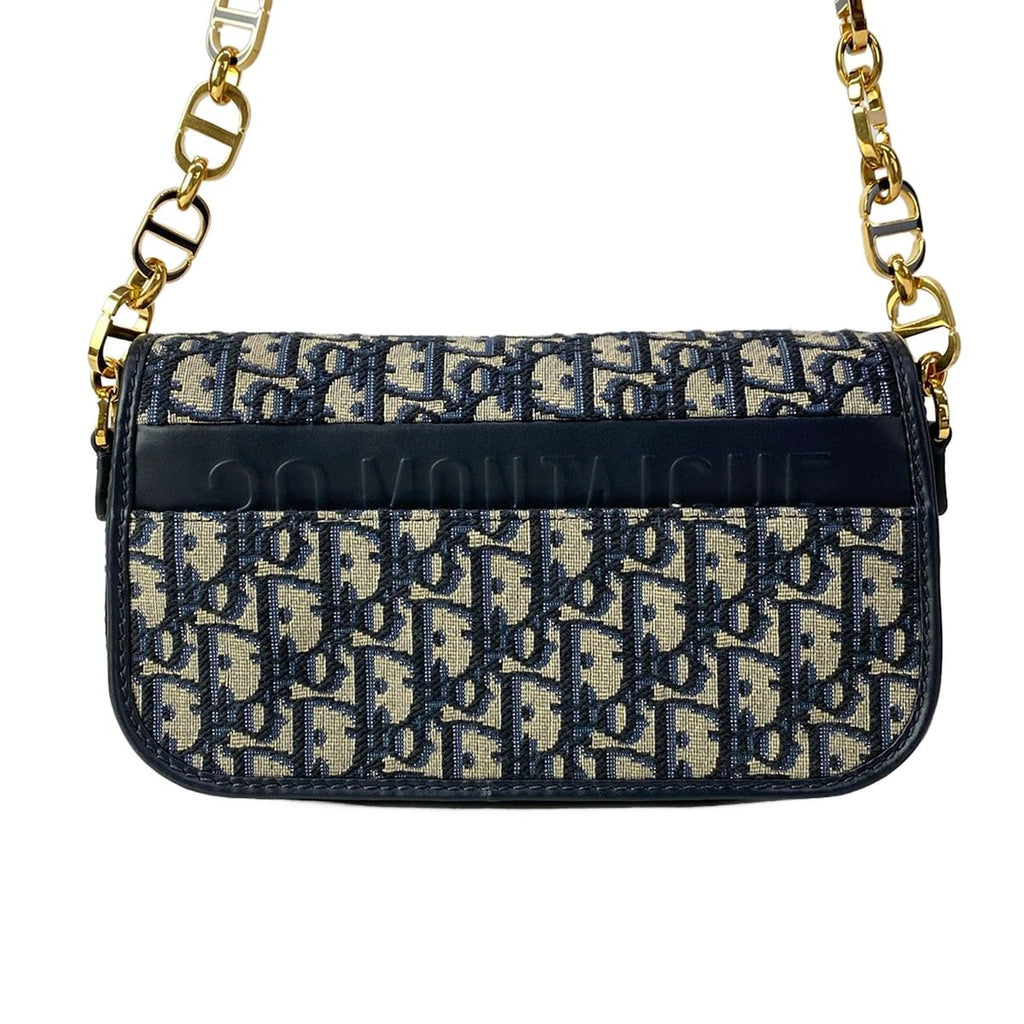 Dior Shoulder Bag 30 Montaigne Oblique Dark Navy Ivory Black — view 3