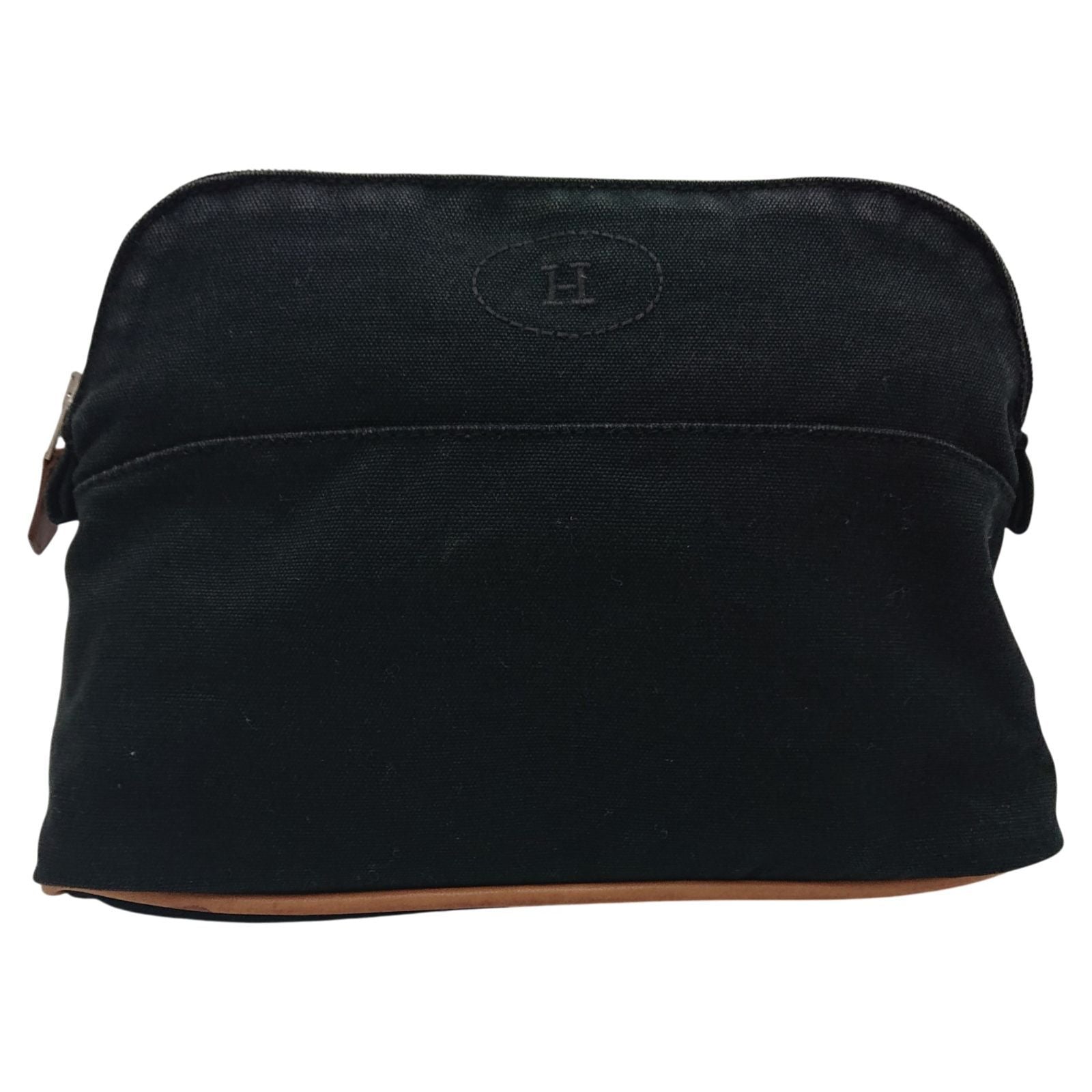 Hermes Bolide Pouch Mmh Logo Leather Black — view 2