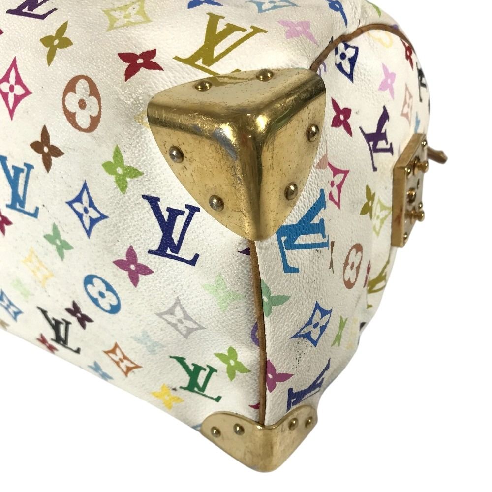 Louis Vuitton Handbag Speedy 30 Monogram Multicolor Canvas Blanc White — view 6