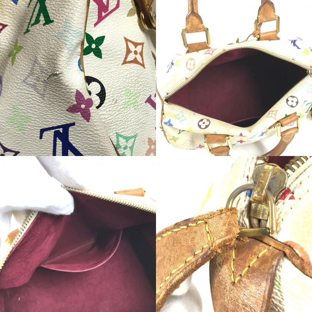 Louis Vuitton Handbag Speedy 30 Monogram Multicolor Canvas Blanc White — view 8