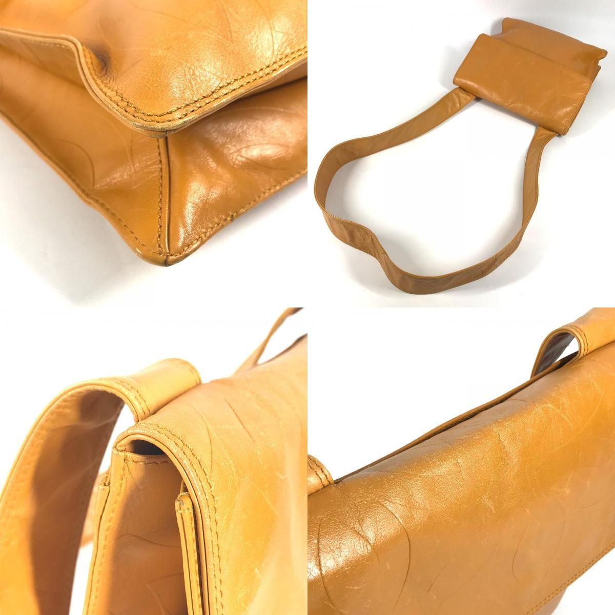 Chanel Shoulder Bag CC Logo All Over Pattern Leather Orange — view 7