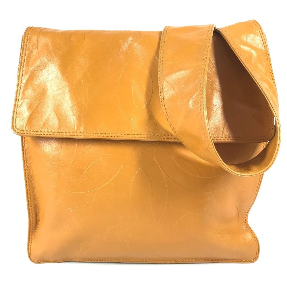 Chanel Shoulder Bag CC Logo All Over Pattern Leather Orange