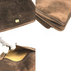 Fendi Shoulder Bag FF Logo Suede Brown — view 9
