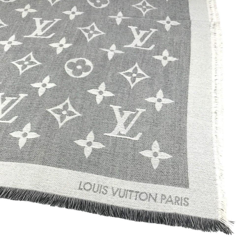 Louis Vuitton Shawl Logo Cashmere Gray Scarf — view 3