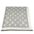 Louis Vuitton Shawl Logo Cashmere Gray Scarf