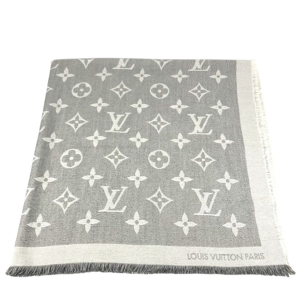 Louis Vuitton Shawl Logo Cashmere Gray Scarf