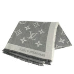 Louis Vuitton Shawl Logo Cashmere Gray Scarf — view 8