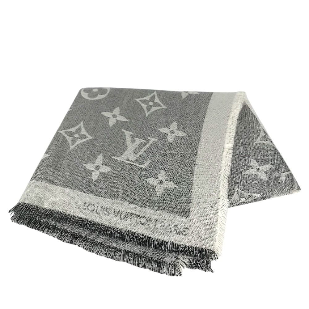 Louis Vuitton Shawl Logo Cashmere Gray Scarf — view 8
