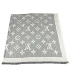 Louis Vuitton Shawl Logo Cashmere Gray Scarf — view 6