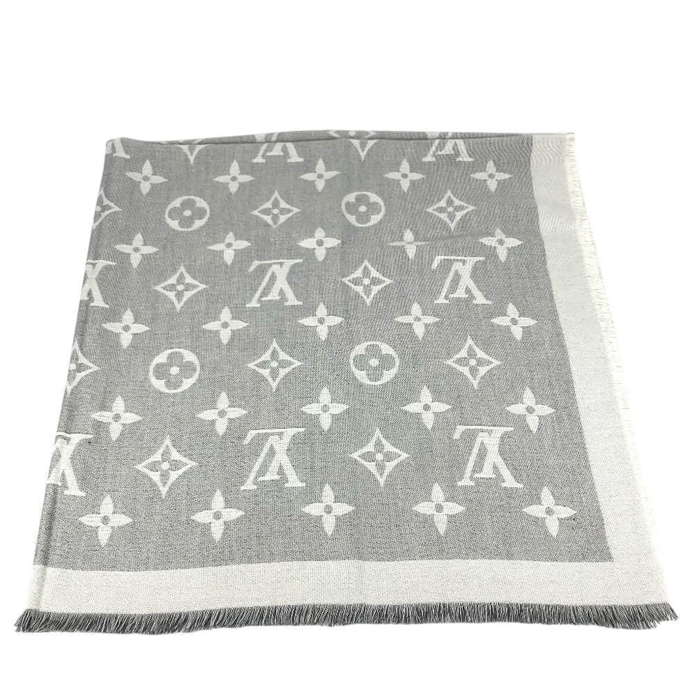 Louis Vuitton Shawl Logo Cashmere Gray Scarf — view 6