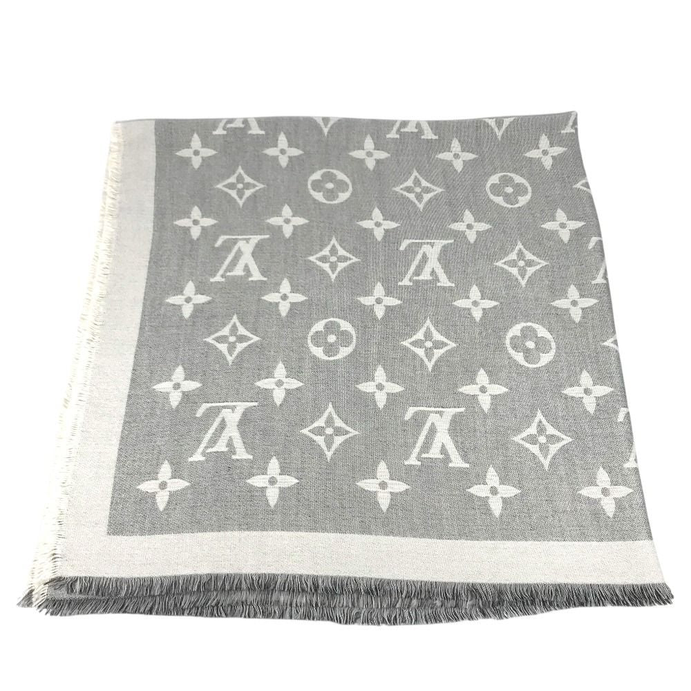 Louis Vuitton Shawl Logo Cashmere Gray Scarf — view 5