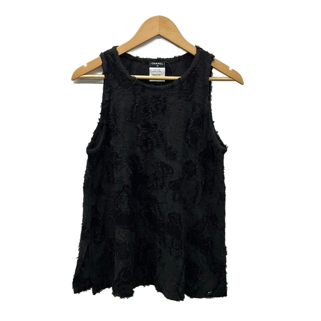 Chanel Sleeveless Top 38 M Dark Gray Black Crew
