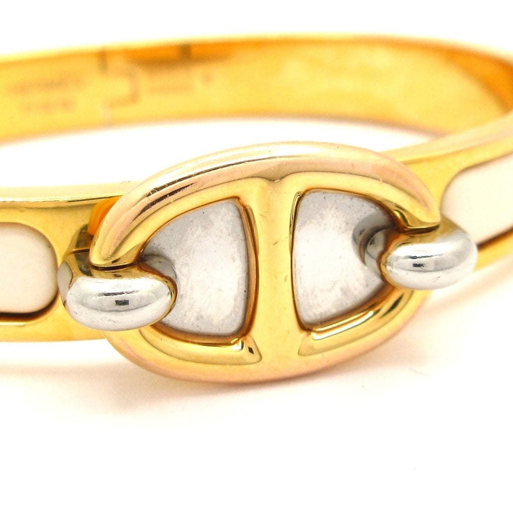 Hermes Bangle Mini Click Chaine D'ancre Gold Ivory Silver Bracelet — view 5