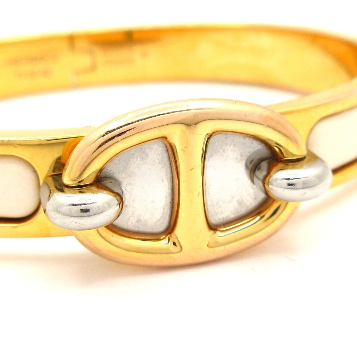 Hermes Bangle Mini Click Chaine D'ancre Gold Ivory Silver Bracelet — view 5