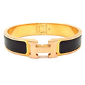 Hermes Bangle Click Pink Gold Black Bracelet