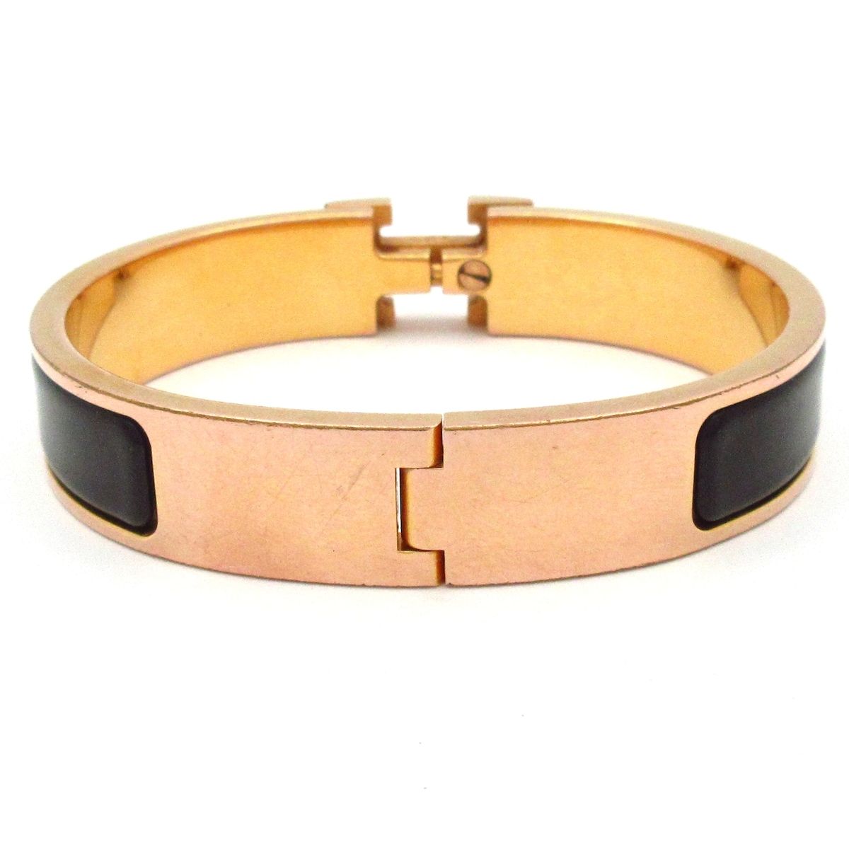 Hermes Bangle Click Pink Gold Black Bracelet — view 3