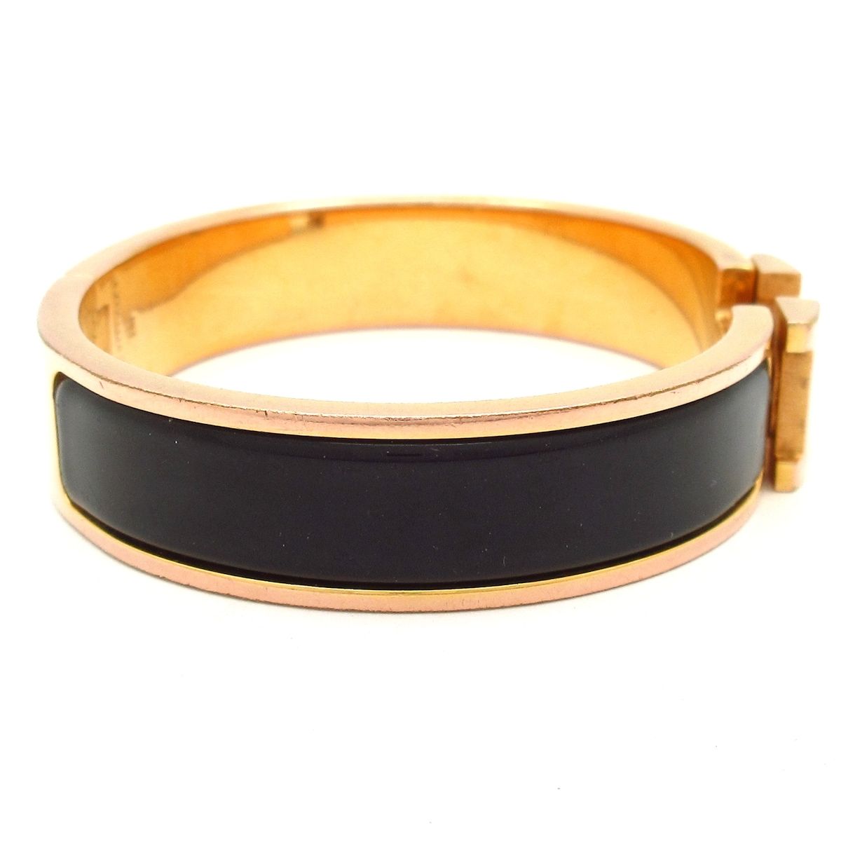 Hermes Bangle Click Pink Gold Black Bracelet — view 2