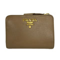 Prada Bifold Wallet Beige Leather