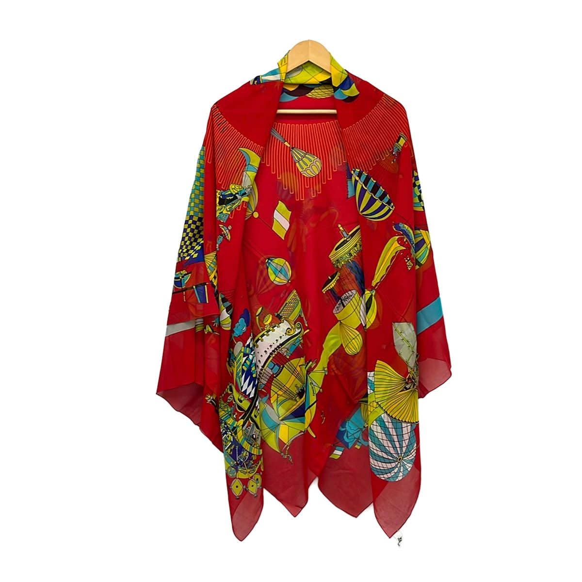 Hermes Shawl Red Yellow Multi Paz Universal Cotton Scarf