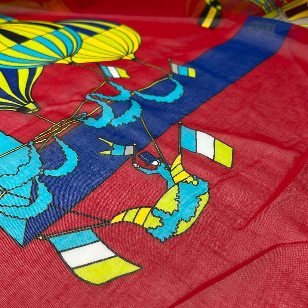 Hermes Shawl Red Yellow Multi Paz Universal Cotton Scarf — view 7