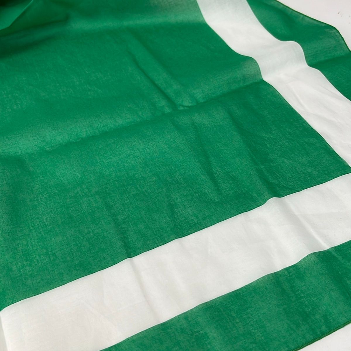 Hermes Shawl Green White Cotton Scarf — view 6
