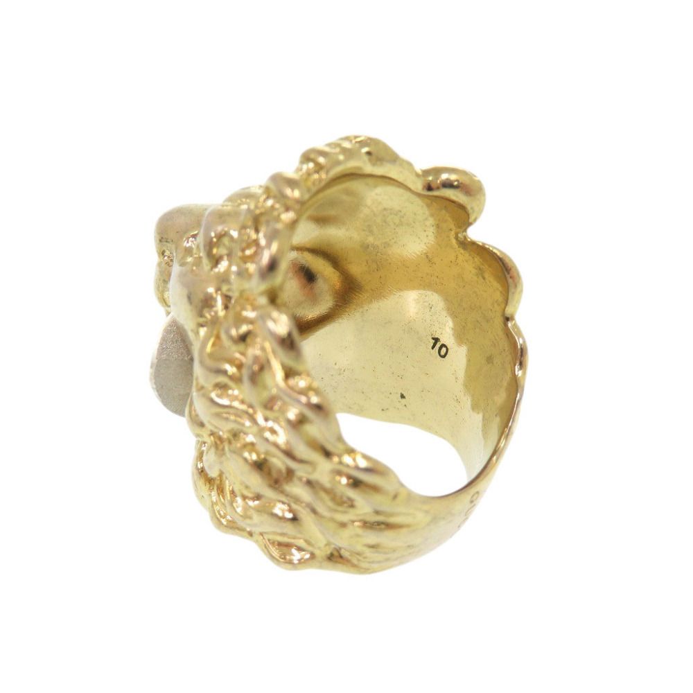 Gucci Lion Head Metal Stone Gold Ring — view 8