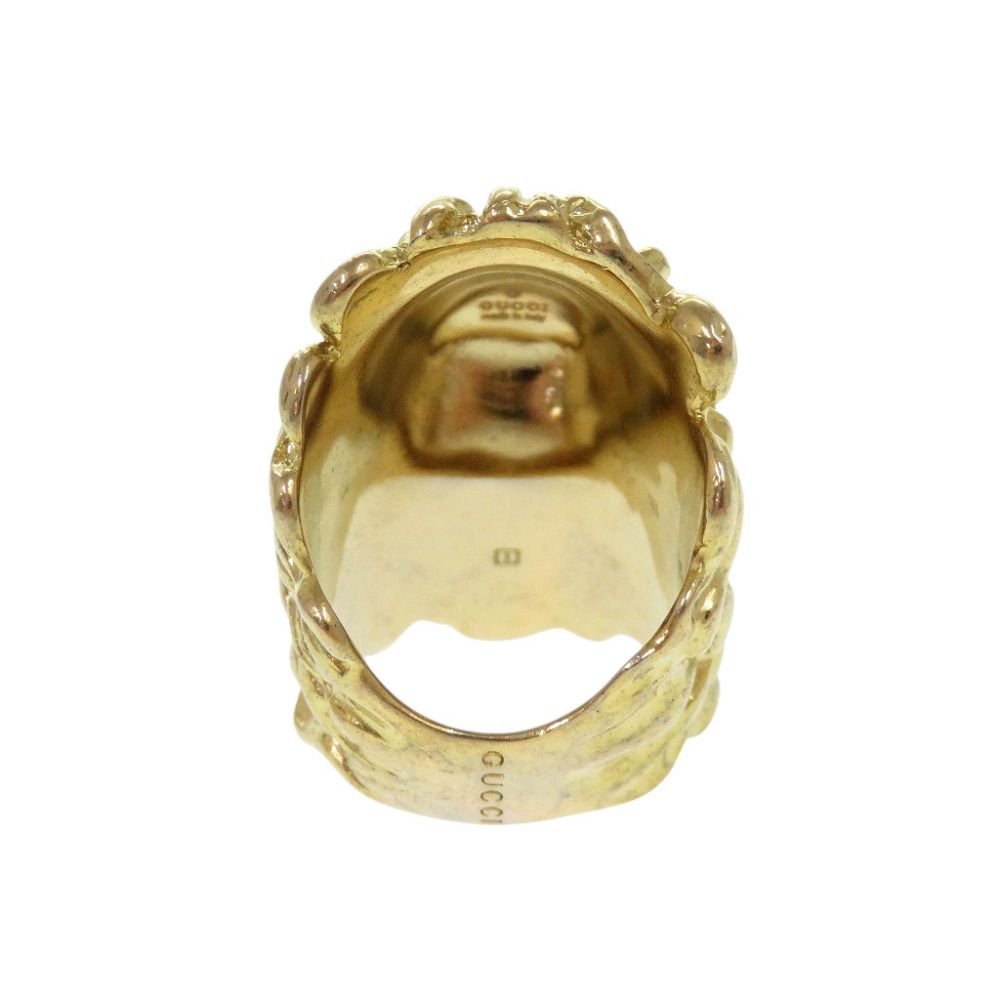 Gucci Lion Head Metal Stone Gold Ring — view 4