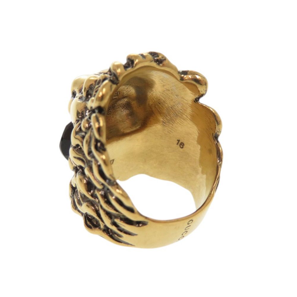 Gucci Lion Head Metal Stone Gold Ring — view 7