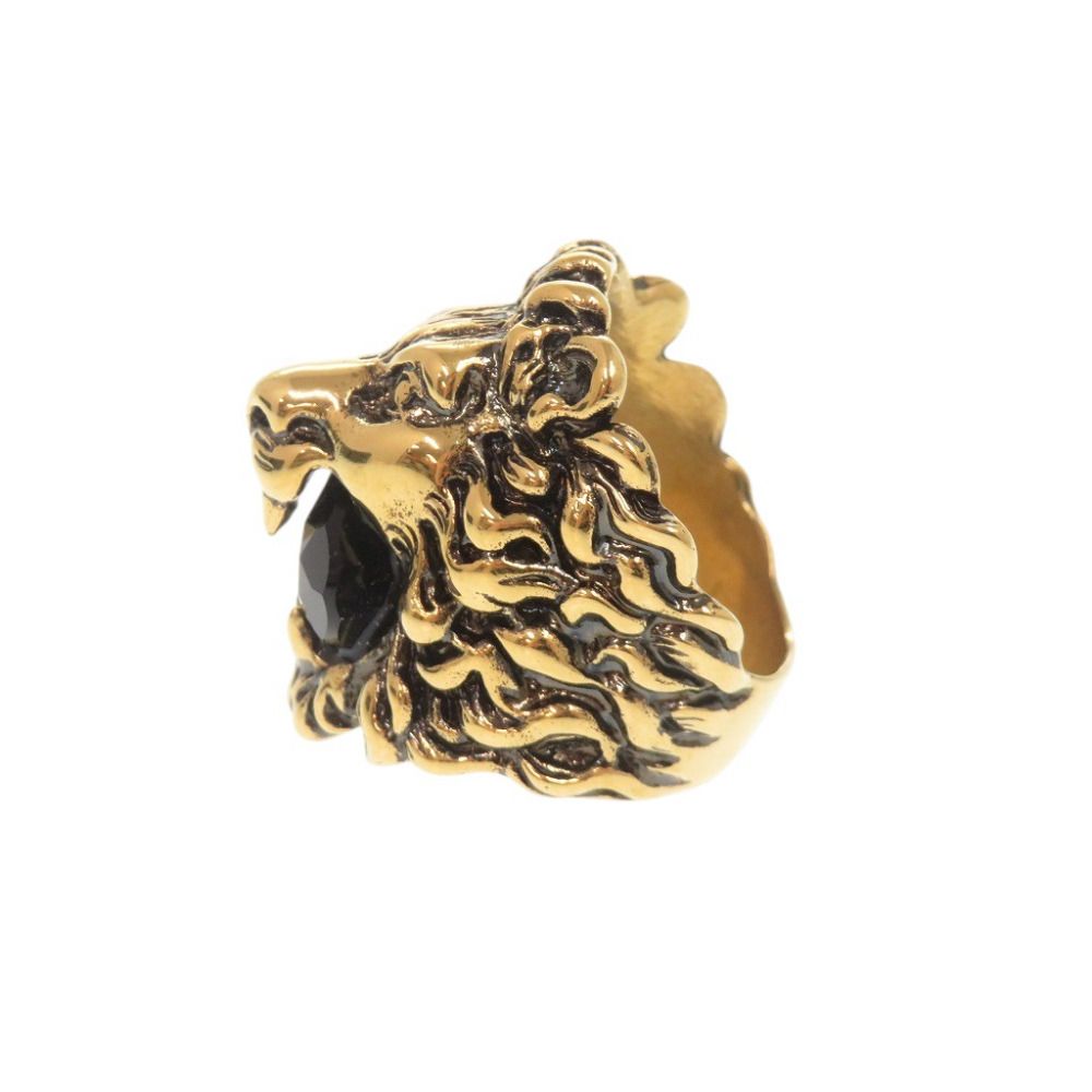 Gucci Lion Head Metal Stone Gold Ring — view 3