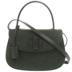 Gucci Vintage Turnlock 000 Felt Green Black 2-Way Shoulder Bag