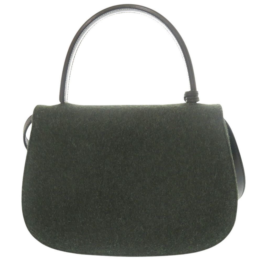 Gucci Vintage Turnlock 000 Felt Green Black 2-Way Shoulder Bag — view 2