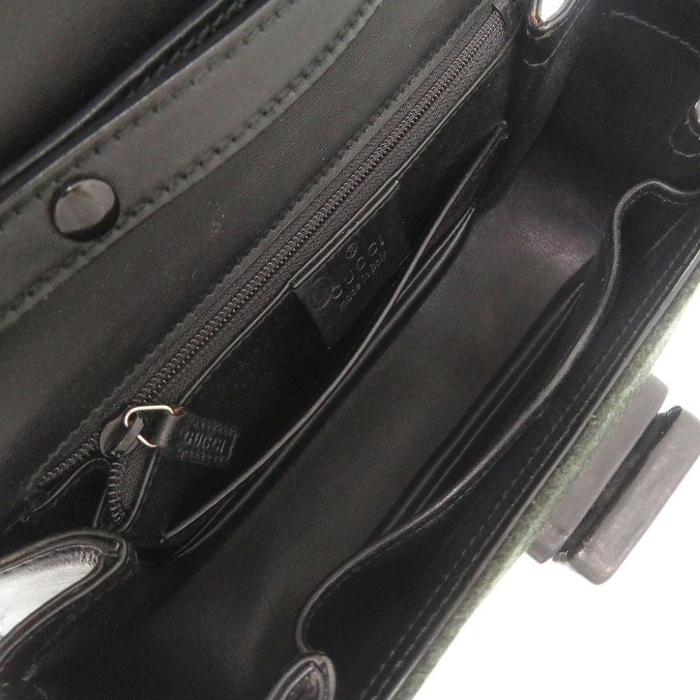 Gucci Vintage Turnlock 000 Felt Green Black 2-Way Shoulder Bag — view 6