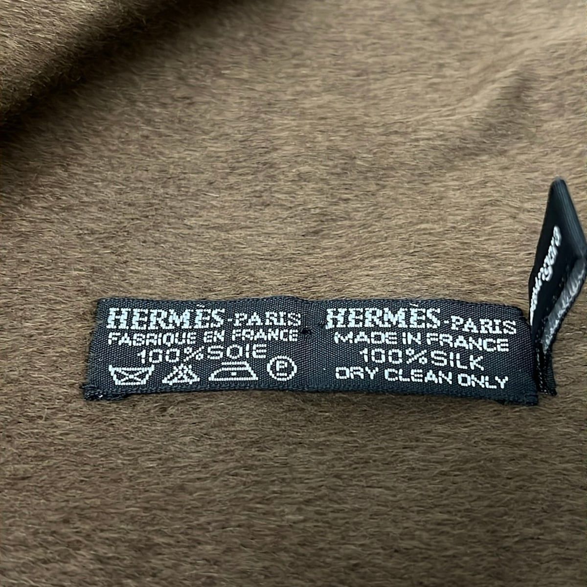 Hermes Scarf Ivory Dark Brown Multi Angora Silk — view 3