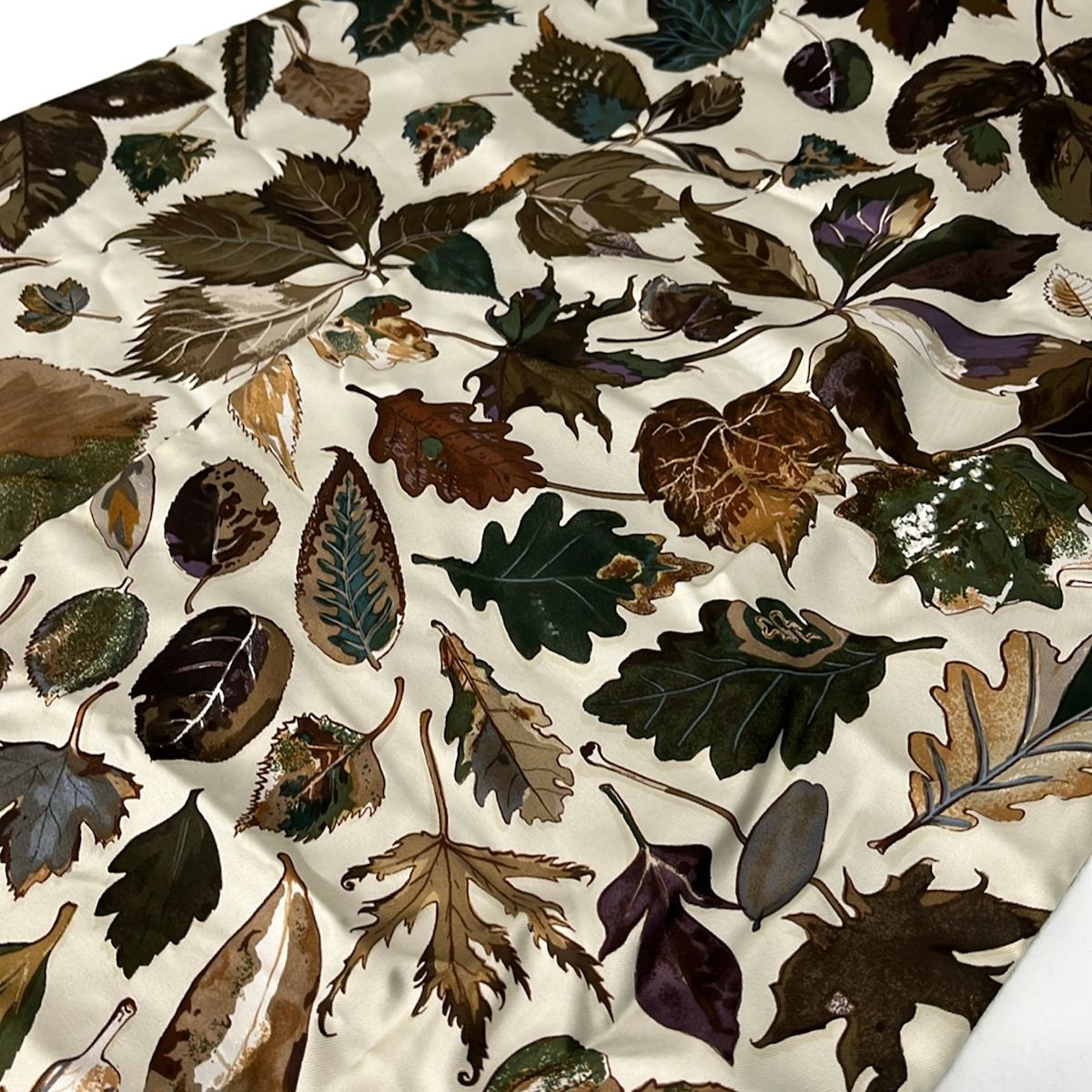 Hermes Scarf Ivory Dark Brown Multi Angora Silk — view 5