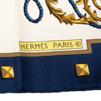 Hermes Carre 90 les Cles Key Scarf White Multicolor Silk