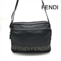 Fendi Nylon Shoulder Bag Black Logo Gold