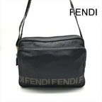 Fendi Nylon Shoulder Bag Black Logo Gold