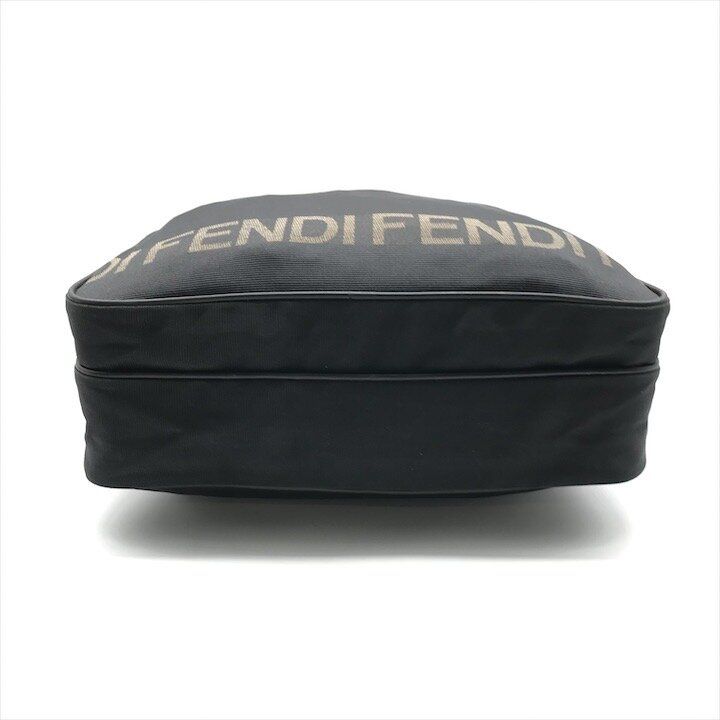 Fendi Nylon Shoulder Bag Black Logo Gold — view 4