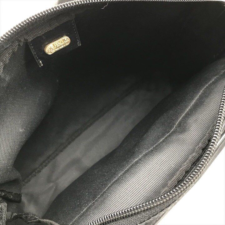 Fendi Nylon Shoulder Bag Black Logo Gold — view 8