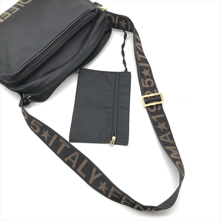 Fendi Nylon Shoulder Bag Black Logo Gold — view 7