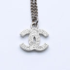 Chanel Necklace CC Logo Rhinestone Silver 11 — view 8