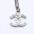 Chanel Necklace CC Logo Rhinestone Silver 11 — view 2