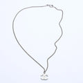 Chanel Necklace CC Logo Rhinestone Silver 11