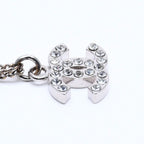 Chanel Necklace CC Logo Rhinestone Silver 11 — view 5