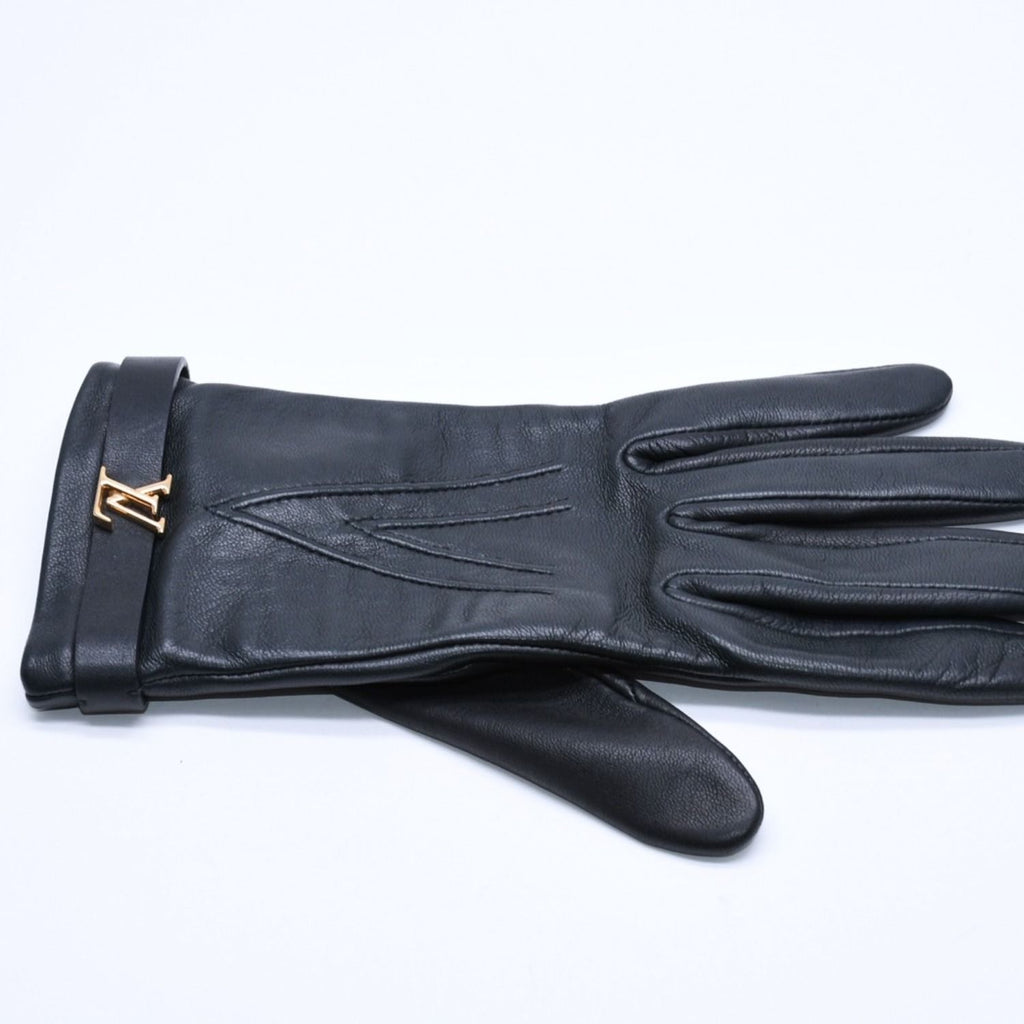 Louis Vuitton Gloves Black Lambskin Leather Gold — view 5