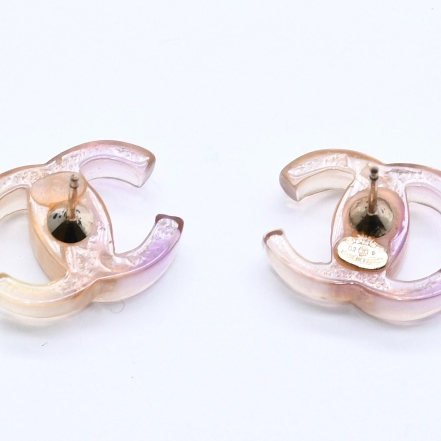 Chanel CC Logo Earrings 02 Resin Metal Purple Brown Gradient — view 6
